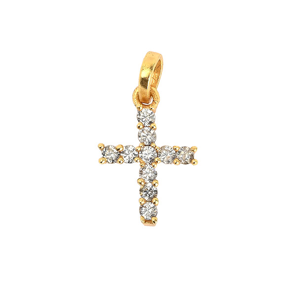 Anhänger, Kreuz, Zirkonia, Mix&Match, 22K vergoldet / CONTIGO Fairtrade Onlineshop