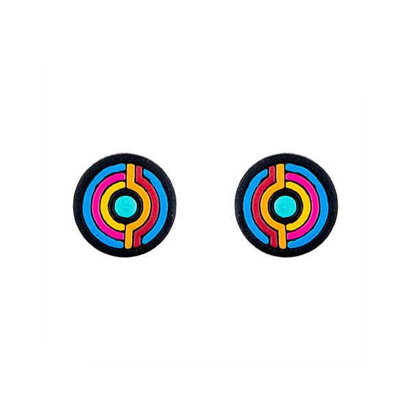 Ohrstecker GEO METRIC Neon, Flaschenkürbis / CONTIGO Fairtrade Onlineshop
