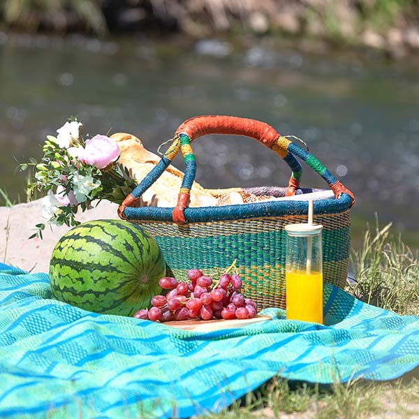 Bolga Korb rund 36-42cm (Stück) versch. Designs, Steppengras / CONTIGO Fairtrade Onlineshop