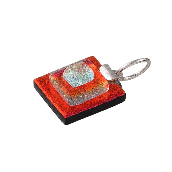 Anhänger CRISTAL QUADRAT rot, Glas und Silber / CONTIGO Fairtrade Onlineshop