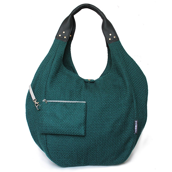 Tasche HOBOBAG YORK, petrolgrün Tweed, Wollmix