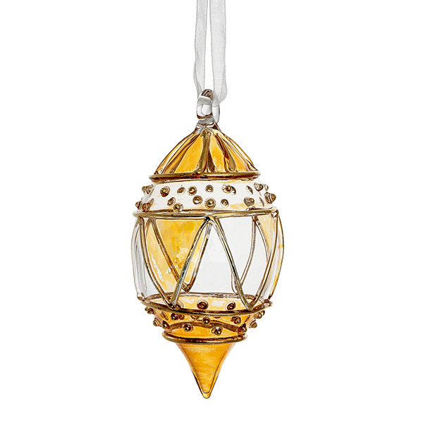 Glasdekoration 8cm Hathor, amber-gold