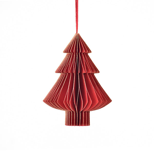 Papierdeko Origami Weihnachtsbaum, 7,5cm, rot, Goldrand