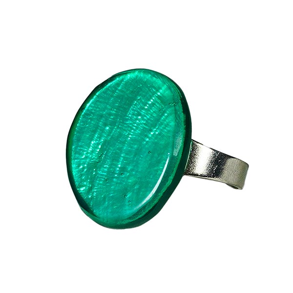 Ring oval, seegrün, Capiz
