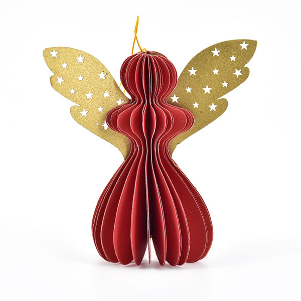 Papierdeko Engel Origami 7cm rot Sterne, Papier / CONTIGO Fairtrade Onlineshop