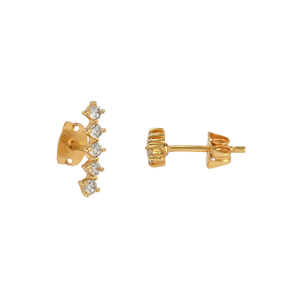 Ohrstecker, Earclimber Zirkonia, 22K vergoldet / CONTIGO Fairtrade Onlineshop