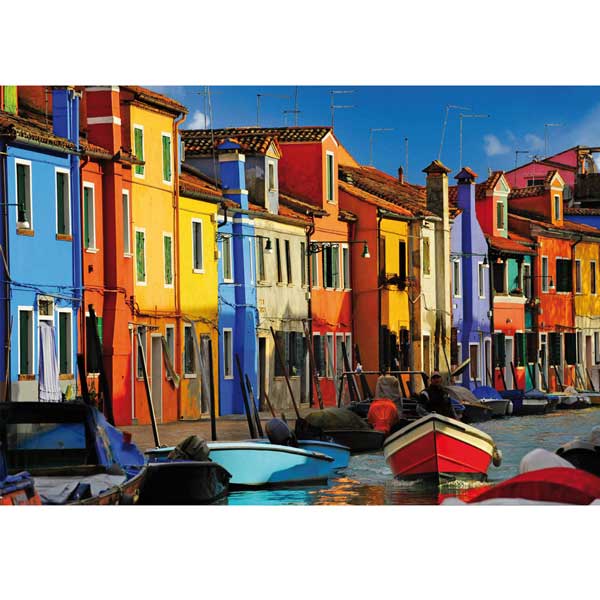 Grußkarte M Bunte Häuser in Burano, Venedig