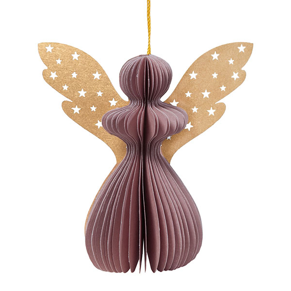 Papierdeko Engel Origami 7cm mauve Sterne, Papier / CONTIGO Fairtrade Onlineshop