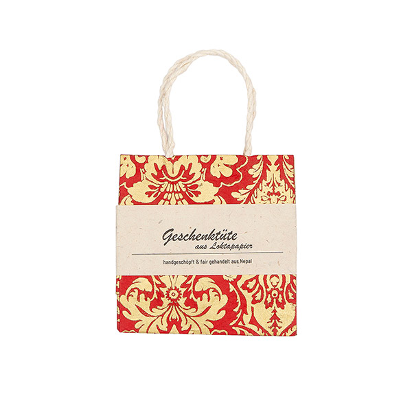 Geschenktüte XS BAROCK, rot-gold, Loktapapier / CONTIGO Fairtrade Onlineshop