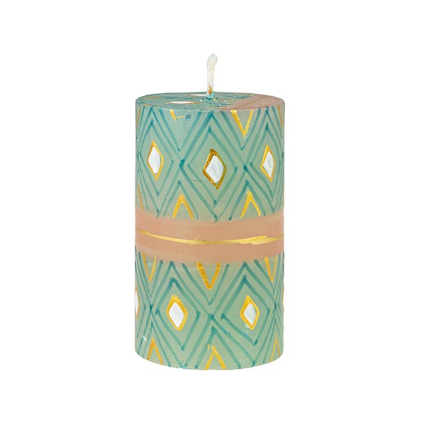 Stumpenkerze 6x10cm PASTELL & GOLD, Kapula / CONTIGO Fairtrade Onlineshop