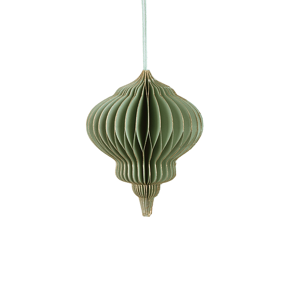 Papierdeko Origami DROP, 9 cm, mintgrün, Goldrand / CONTIGO Fairtrade Onlineshop