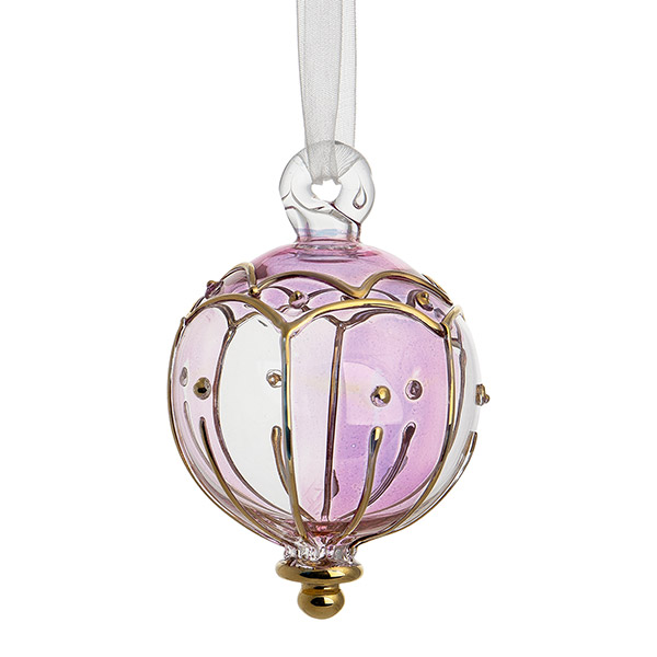 Glaskugel 5,5cm Yamina, mauve-gold