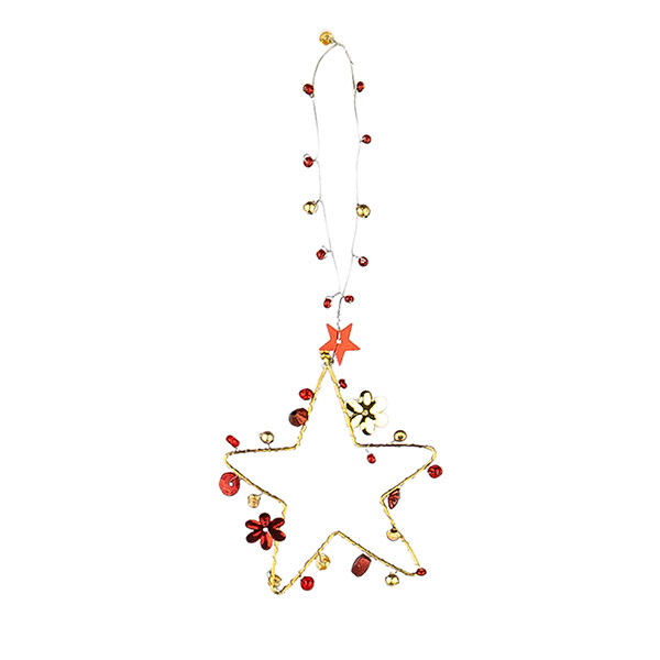 Perlendekoration STERN MINI 5cm, rot-gold