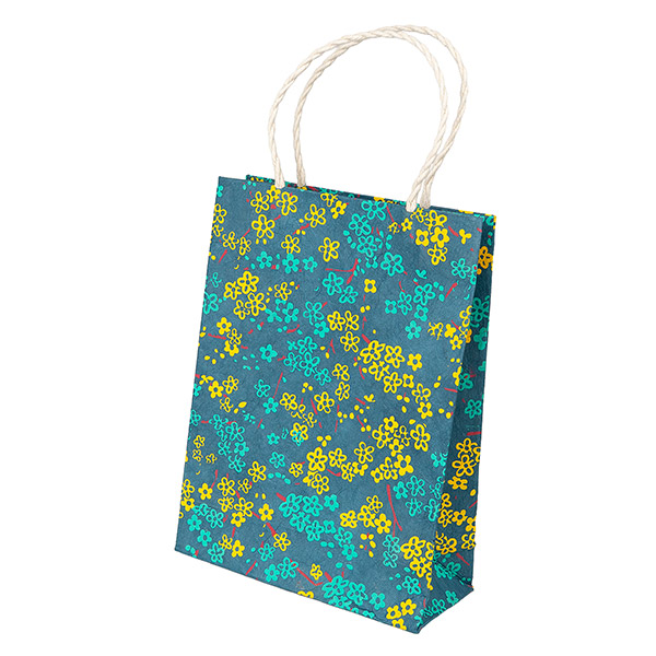 Geschenktüte S BLÜMCHEN, petrol-gelb-türkis-fuchsia / CONTIGO Fairtrade Onlineshop