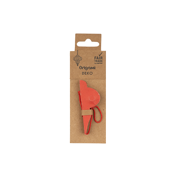 Papierdeko Origami CONE, 7,5 cm, rot, Goldrand / CONTIGO Fairtrade Onlineshop
