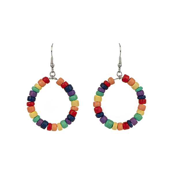 Ohrringe Disc Mini Bits, bunt, Kokosnuss / CONTIGO Fairtrade Onlineshop