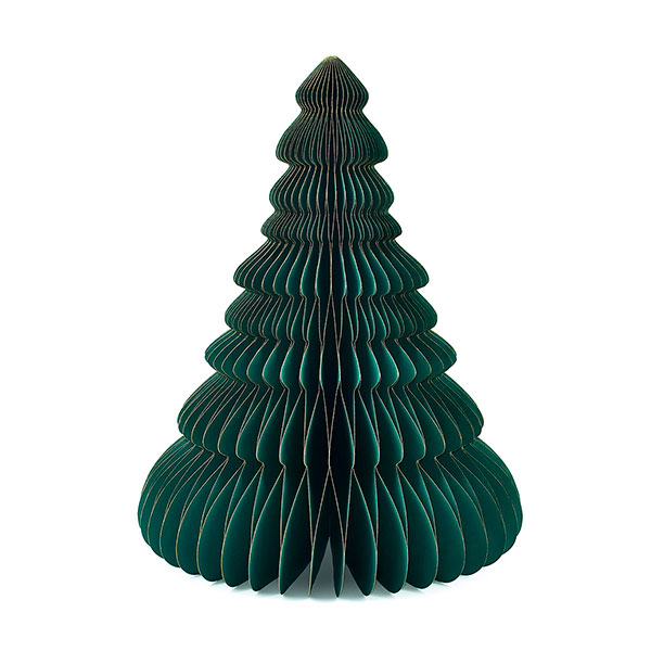 Weihnachtsbaum ORIGAMI 31 cm, dunkelgrün, Goldrand, Papier
