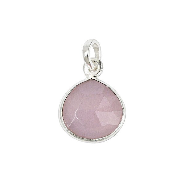 Anhänger Tropfen Mondstein rosé, Mix&Match, versilbert