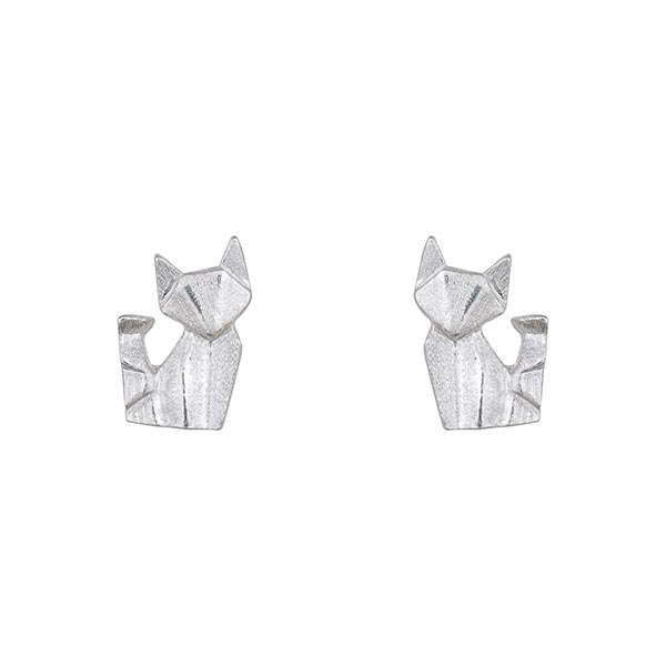 Ohrstecker Origami Fuchs, Silber