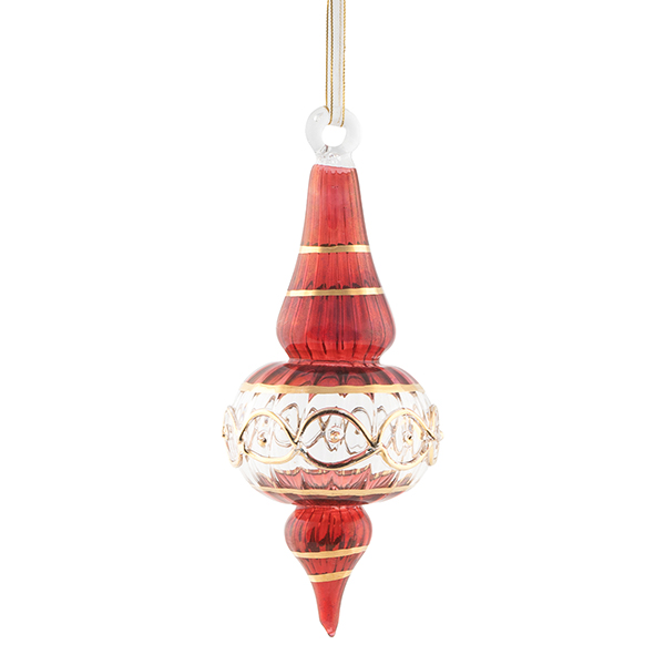 Glaszapfen HAMZA 9cm, rot-gold