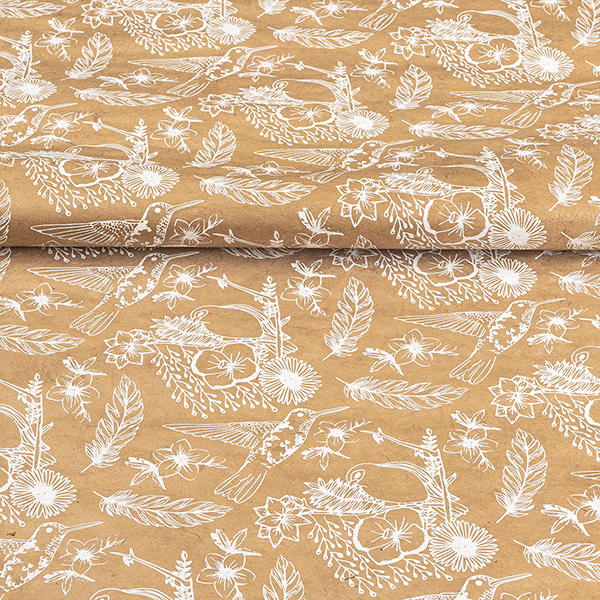 LOKTA Papierbogen, handgeschöpft, JUNGLE BIRDS sandton-weiß