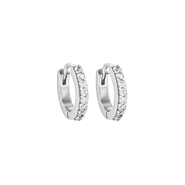 Ohrringe Creole, Mix&Match, 1 cm, Zirkonia, versilbert