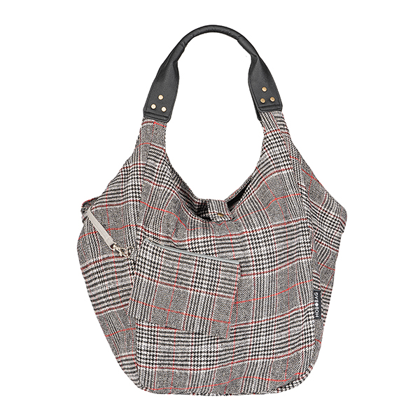 Tasche HOBOBAG black red tartan, rot-schwarz, Wollmix