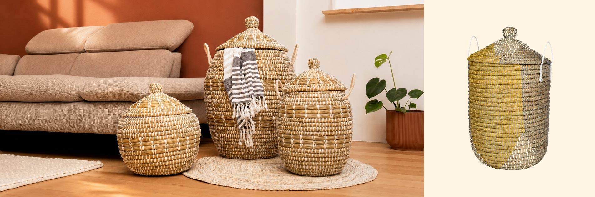 Geflochtener Wäschekorb mit Deckel von CONTIGO Fairtrade Onlineshop
