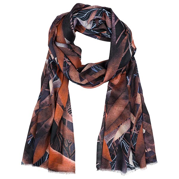 Schal 200x70, LEAVES weinrot, Modal-Baumwolle / CONTIGO Fairtrade Onlineshop