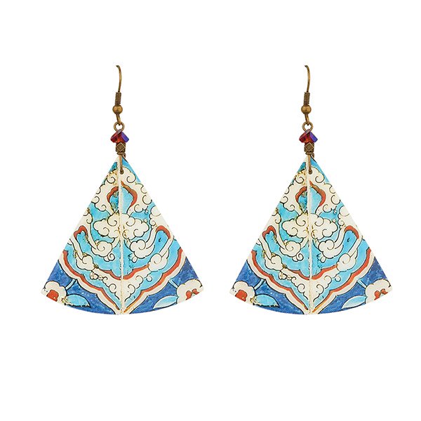 Ohrringe Dreieck XL Blautöne, Fliese