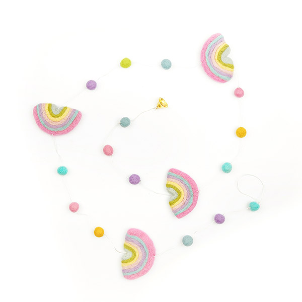 Filz Girlande REGENBOGEN pastell, 150cm, Wolle
