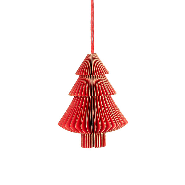 Papierdeko Origami Weihnachtsbaum, 7,5cm, rot, Goldrand