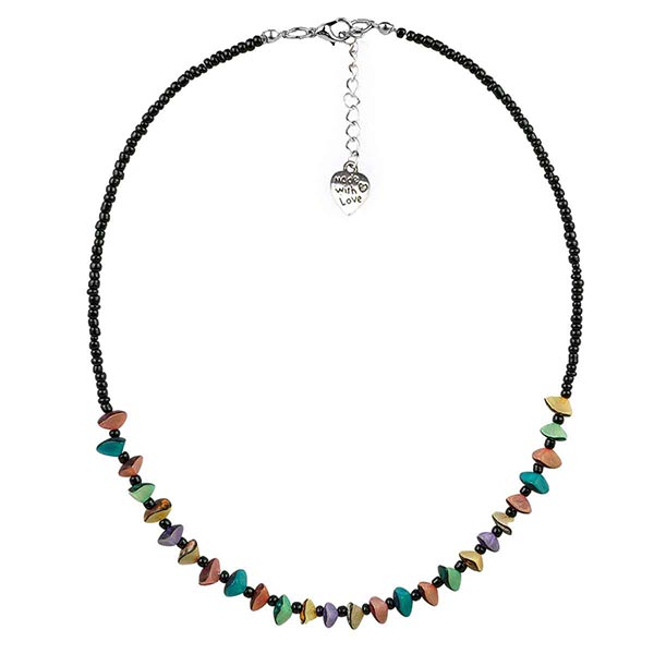 Halskette Buri Bits, bunt, Palmnuss