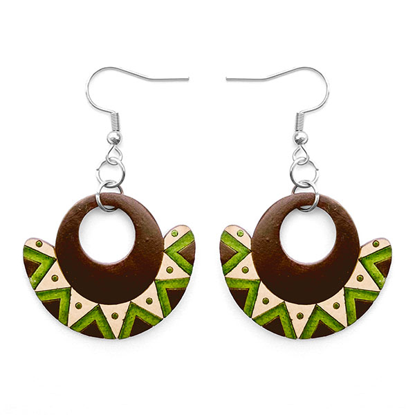 Ohrringe Pyramiden Mosaik, Flaschenkürbis / CONTIGO Fairtrade Onlineshop