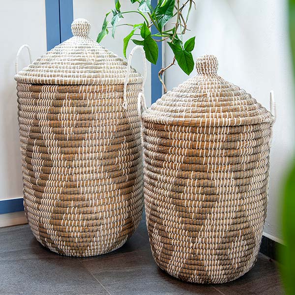Wäschekorb 50cm DIAMOND  plus Deckel, Kaisagras / CONTIGO Fairtrade Onlineshop