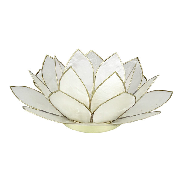 Kerzenhalter LOTUS 14cm weiß, Capiz / CONTIGO Fairtrade Onlineshop