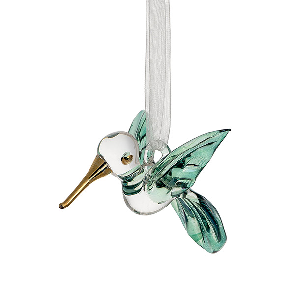 Glasdekoration Kolibri AZAFIR 7cm, aqua-gold
