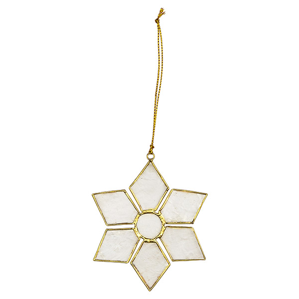 Anhänger Flocken Ornament weiß-gold, Capiz / CONTIGO Fairtrade Onlineshop