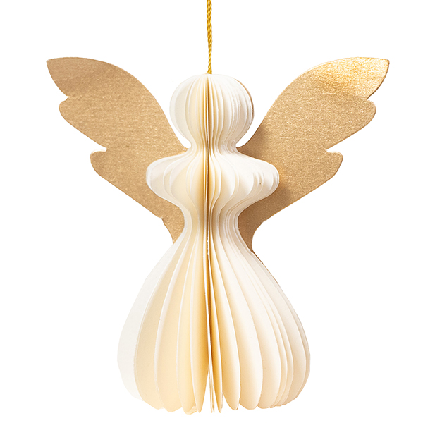 Papierdeko Engel Origami 7cm weiß-gold, Papier / CONTIGO Fairtrade Onlineshop
