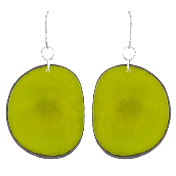Ohrringe oval grasgrün, Tagua