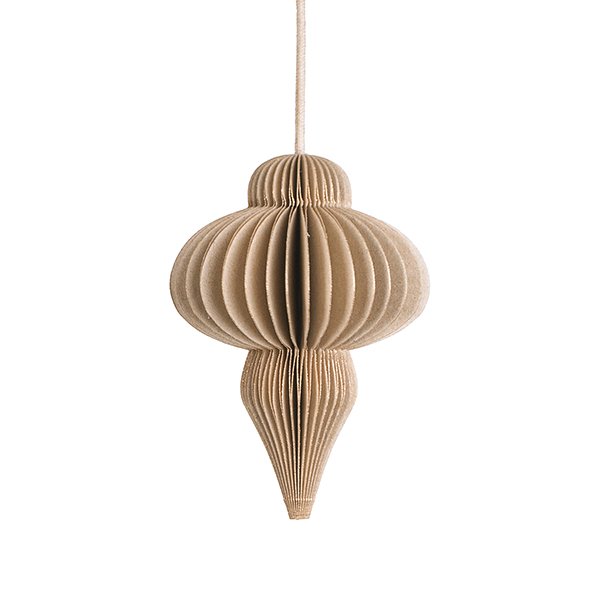 Papierdeko Origami CONE, 7,5 cm, natur, Goldrand / CONTIGO Fairtrade Onlineshop