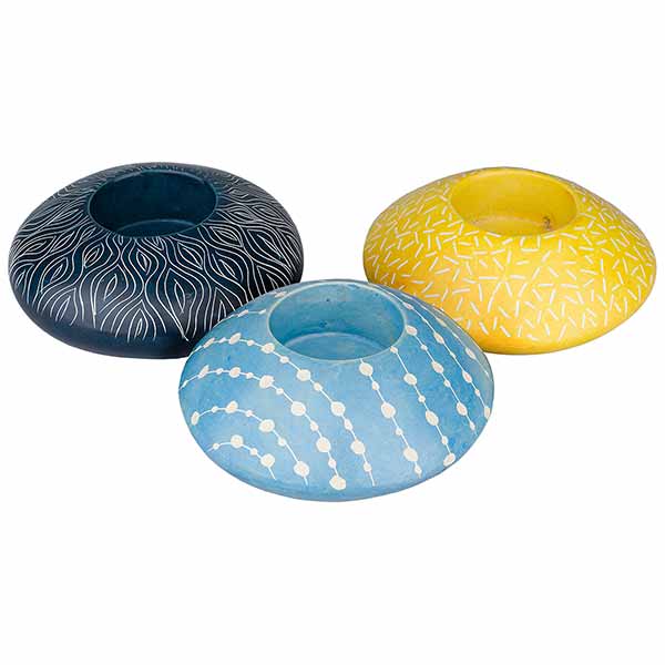 Teelichthalter FANTASY Disk 10cm, Speckstein SONDERPREIS / CONTIGO Fairtrade Onlineshop