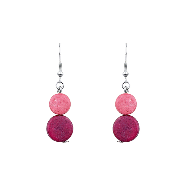Ohrringe Puntos lang, Pinktöne, Kokosnuss / CONTIGO Fairtrade Onlineshop