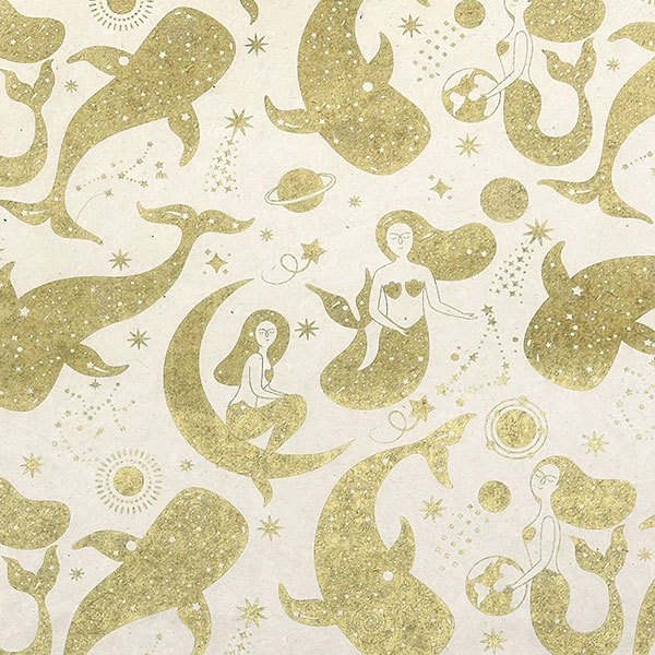 LOKTA Papierbogen, handgemacht, MERMAID WHALE natur-gold / CONTIGO Fairtrade Onlineshop