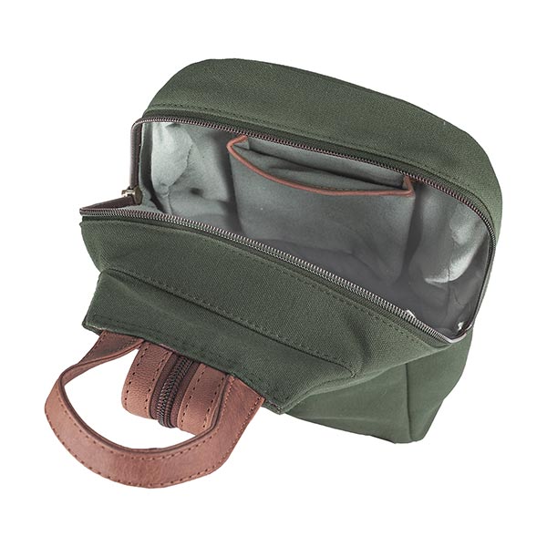 Crossbody Bag waldgrün, Leder mit Bio-Baumwollcanvas / CONTIGO Fairtrade Onlineshop