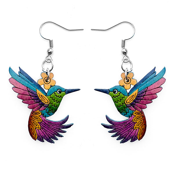 Ohrringe großer Kolibri, Flaschenkürbis