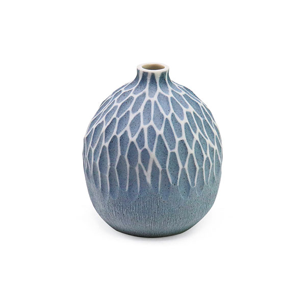 Vase GUGU SAG S, 7x7x8 cm, blau-weiß, Keramik, handgemacht