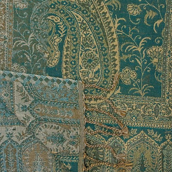 Schal PAISLEY petrol-grau, 165x35cm Wolle / CONTIGO Fairtrade Onlineshop
