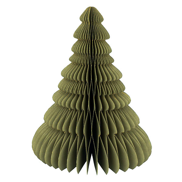 Weihnachtsbaum ORIGAMI 31 cm piniengrün, Goldrand, Papier / CONTIGO Fairtrade Onlineshop