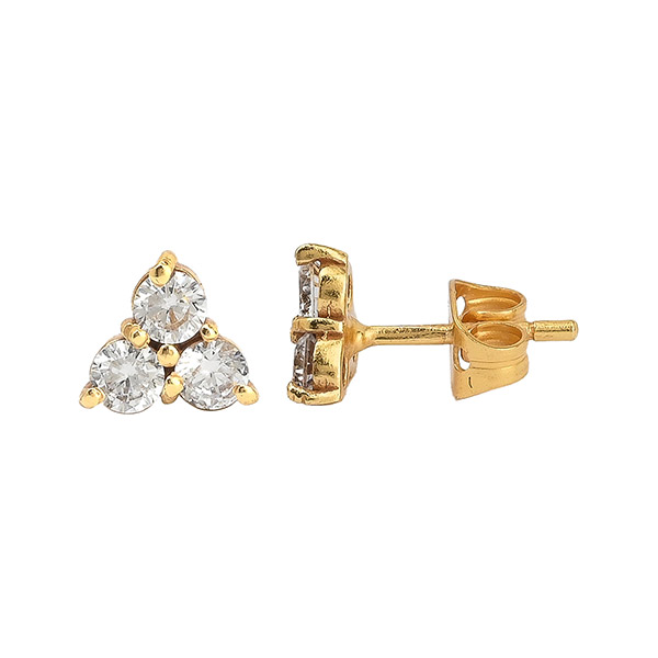 Ohrstecker, TRIANGLE, Zirkonia, 22K vergoldet / CONTIGO Fairtrade Onlineshop